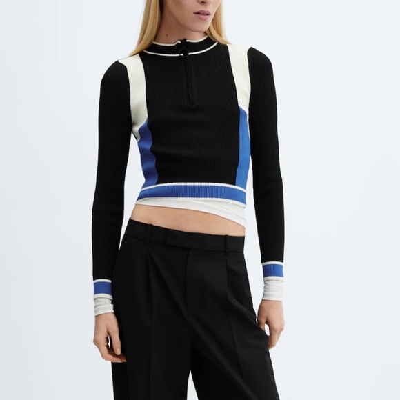 Mango | Color-block Ribbed Sweater - Picture 3 of 14